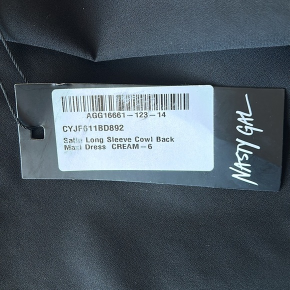 Nasty Gal | Satin Cowl Back Wrap Front Midi Dress | Size 2 | Cream Color - Picture 4 of 4
